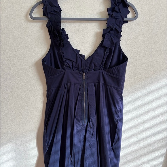 Navy Ruffle Dress - Picture 3 of 5